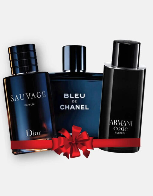 Exklusives 3er Parfum-S​et – Sauvage Parfum von Di​or, Bleu de Cha­nel & Armani Code von Gior­gio Ar­mani [100 ml]
