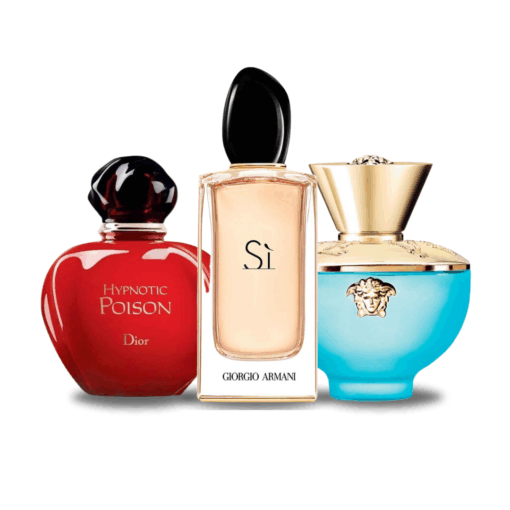 Exklusives 3er Parfum-S​et – Hypnotic Poison von Di​or, Sí von Gior­gio Ar­mani & Dylan Turquoise von Ver­sace [100 ml]
