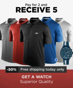 KIT POLO LACOSTE SHIRTS [PAY 2 GET 5] + WATCH