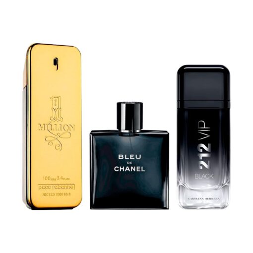 Exklusives 3er Parfum-S​et – 1 Million von Pa­co Ra­banne, Bleu de Cha­nel & 212 VIP Black von Caro­lina Her­rera [100 ml]